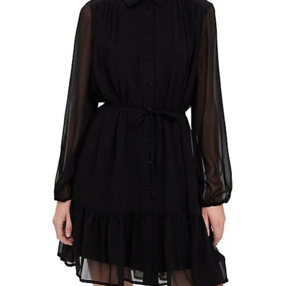 VERO MODA Vmkaya Fall Ls Short Shirt Dress women's size M black - Picture 2 of 16
